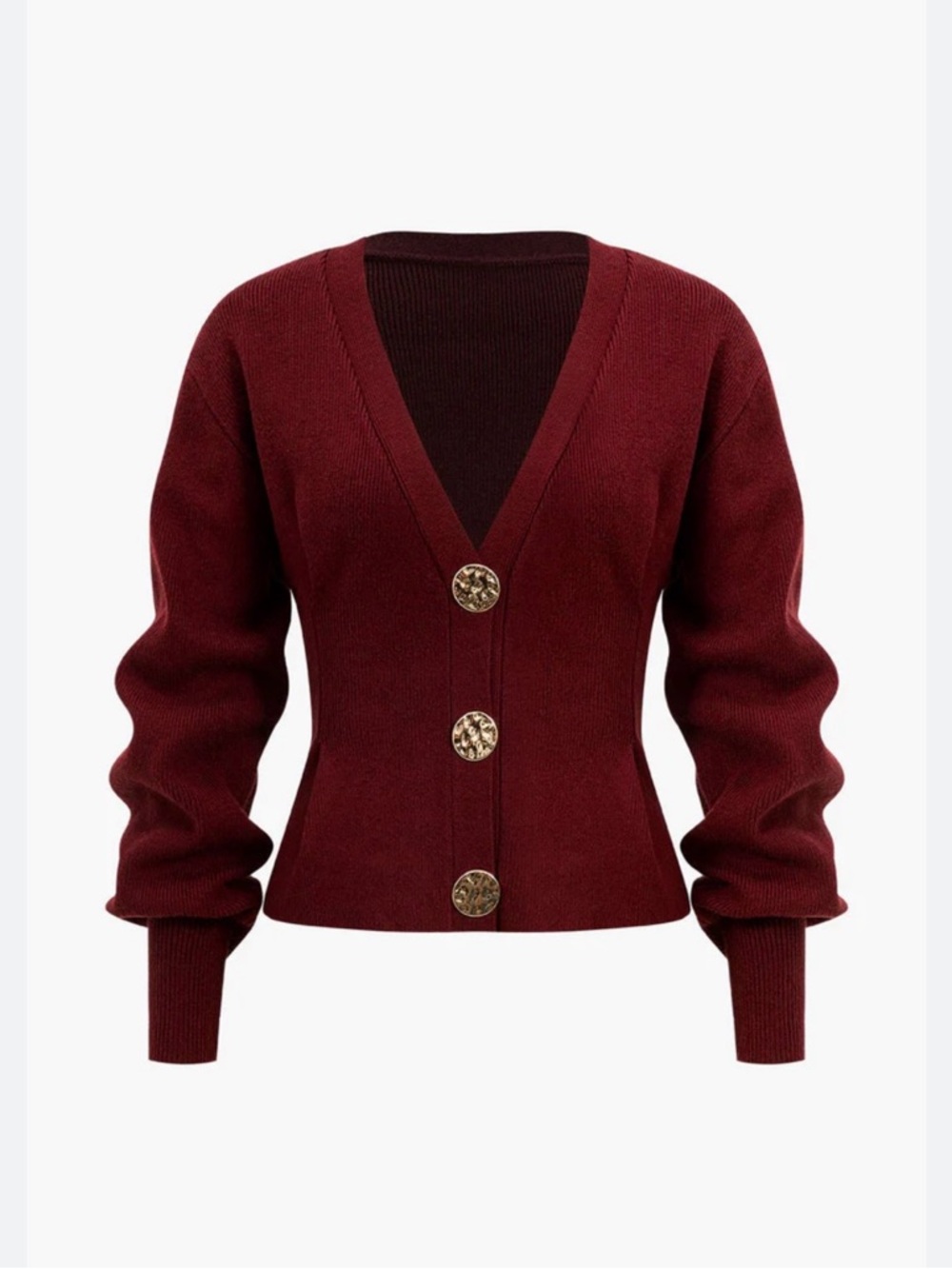 NWT Micas Women's Button Knit V-Neck Cardigan in Burgundy Size Medium